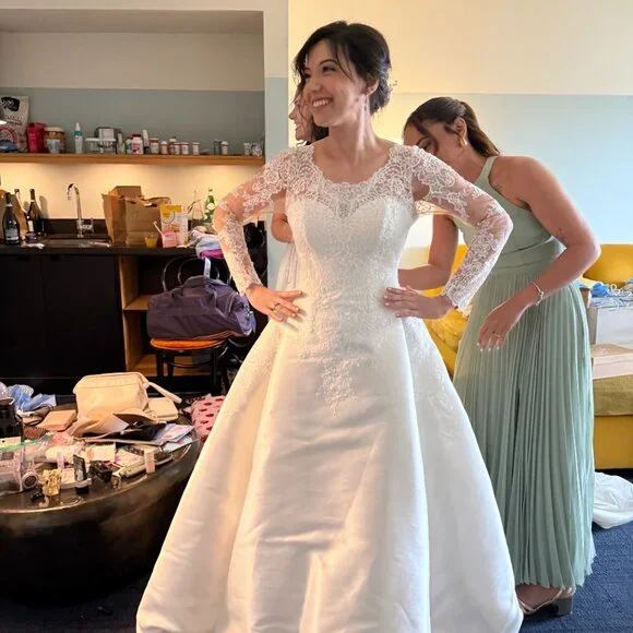 Pronovias Albion Wedding Dress – Lace & Mikado, Princess Cut (Original $2,500)